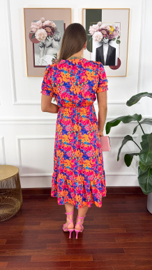 Sukienka midi w kwiatowy print Abby multicolor