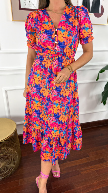 Sukienka midi w kwiatowy print Abby multicolor