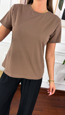 Bawełniany T-shirt Dela czekoladowy