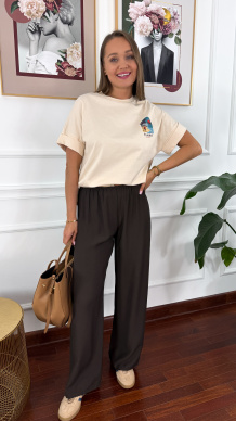 Bawełniany T-shirt Miami beżowy