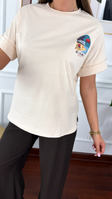 Bawełniany T-shirt Miami beżowy