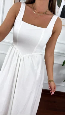 Bawełniana sukienka na ramiączkach Notte biała