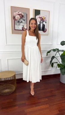 Bawełniana sukienka na ramiączkach Notte biała