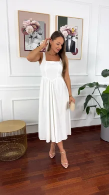 Bawełniana sukienka na ramiączkach Notte biała