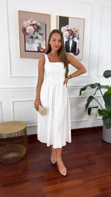 Bawełniana sukienka na ramiączkach Notte biała