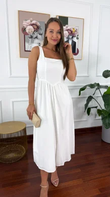 Bawełniana sukienka na ramiączkach Notte biała