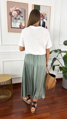 Wiskozowa spódnica midi Kelly khaki