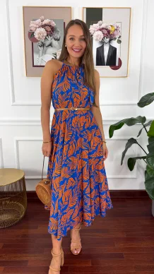 Wiskozowa sukienka maxi Becky niebieska