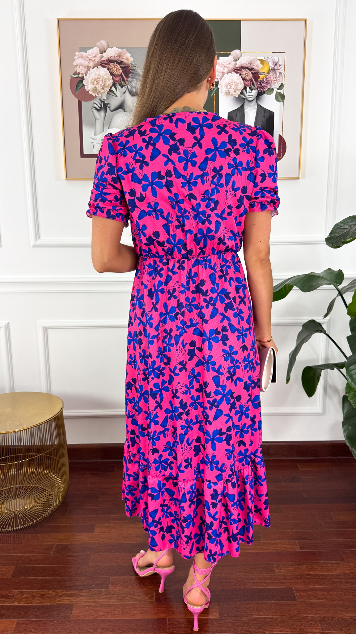Sukienka midi w kwiatowy print Abby pink