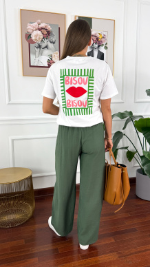 Bawełniany T-shirt Bisou biały