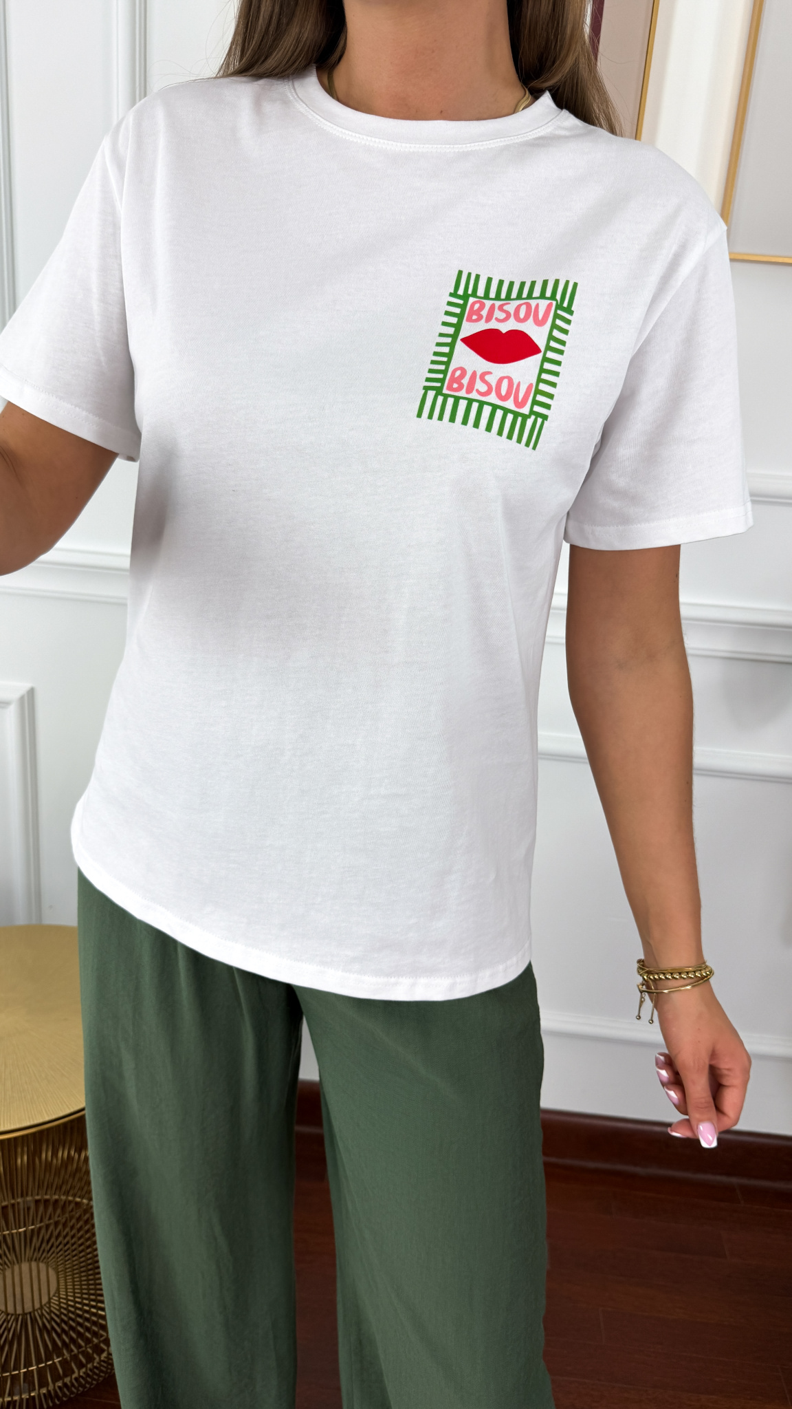 Bawełniany T-shirt Bisou biały