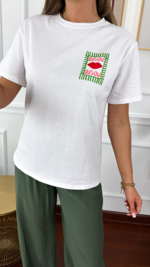 Bawełniany T-shirt Bisou biały