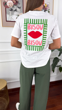 Bawełniany T-shirt Bisou biały
