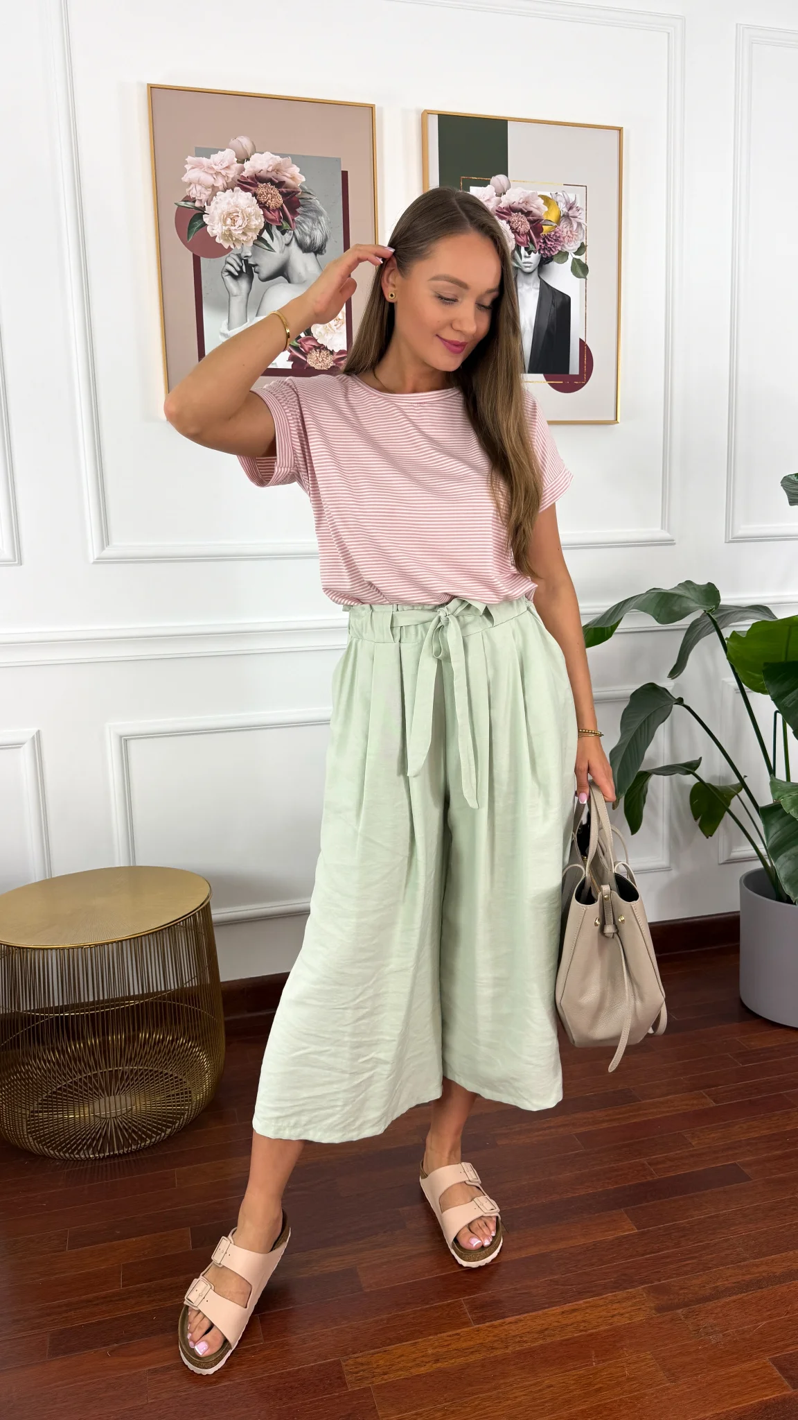 Spodnie culotte Brera matcha