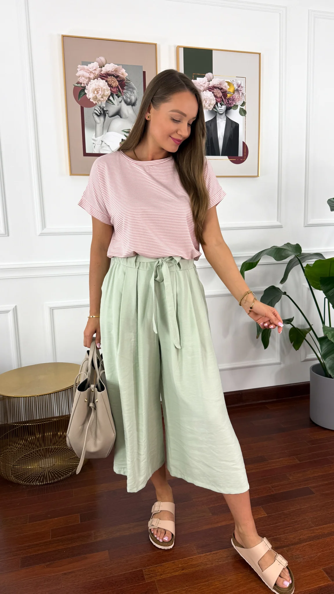 Spodnie culotte Brera matcha