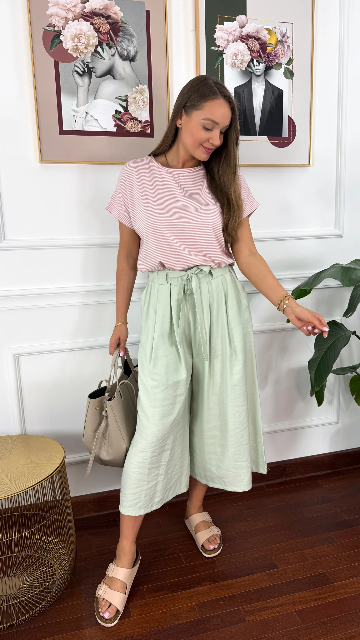 Spodnie culotte Brera matcha