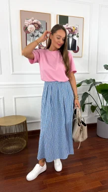 Bawełniana spódnica maxi Ivana niebieska