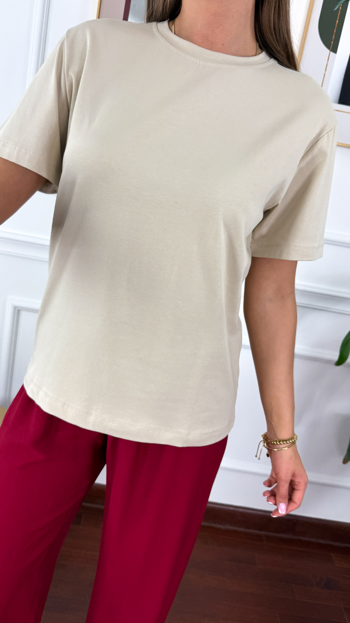 Bawełniany T-shirt Zuna beżowy