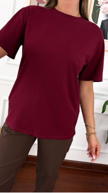 Bawełniany T-shirt Zuna burgundowy