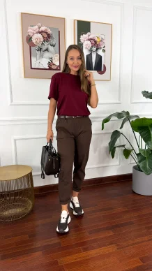 Bawełniany T-shirt Zuna burgundowy