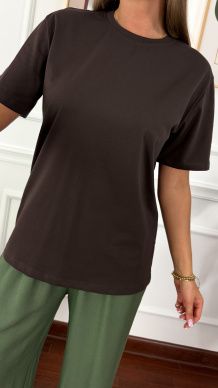 Bawełniany T-shirt Zuna czekoladowy
