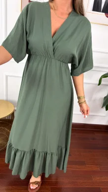 Wiskozowa sukienka maxi Avara khaki