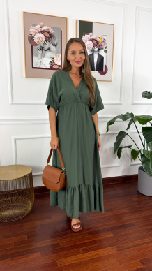 Wiskozowa sukienka maxi Avara khaki