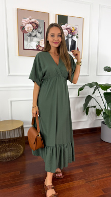 Wiskozowa sukienka maxi Avara khaki