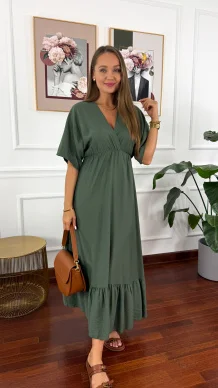 Wiskozowa sukienka maxi Avara khaki