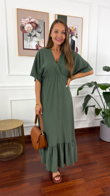 Wiskozowa sukienka maxi Avara khaki