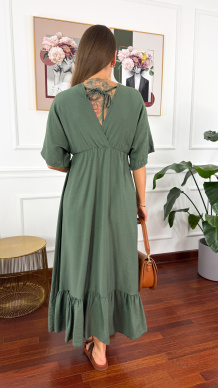 Wiskozowa sukienka maxi Avara khaki