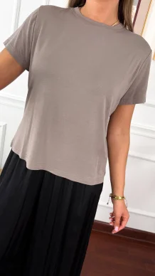 Bawełniany T-shirt Loria cappuccino