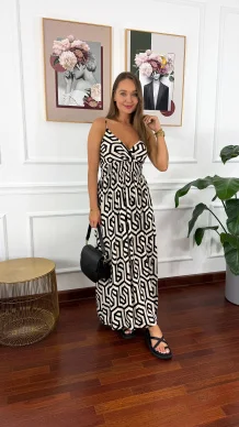 Wiskozowa sukienka maxi Sunny etno czarna