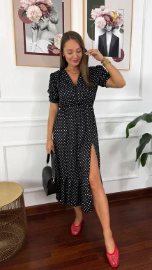 Sukienka midi Abby czarna w kropki