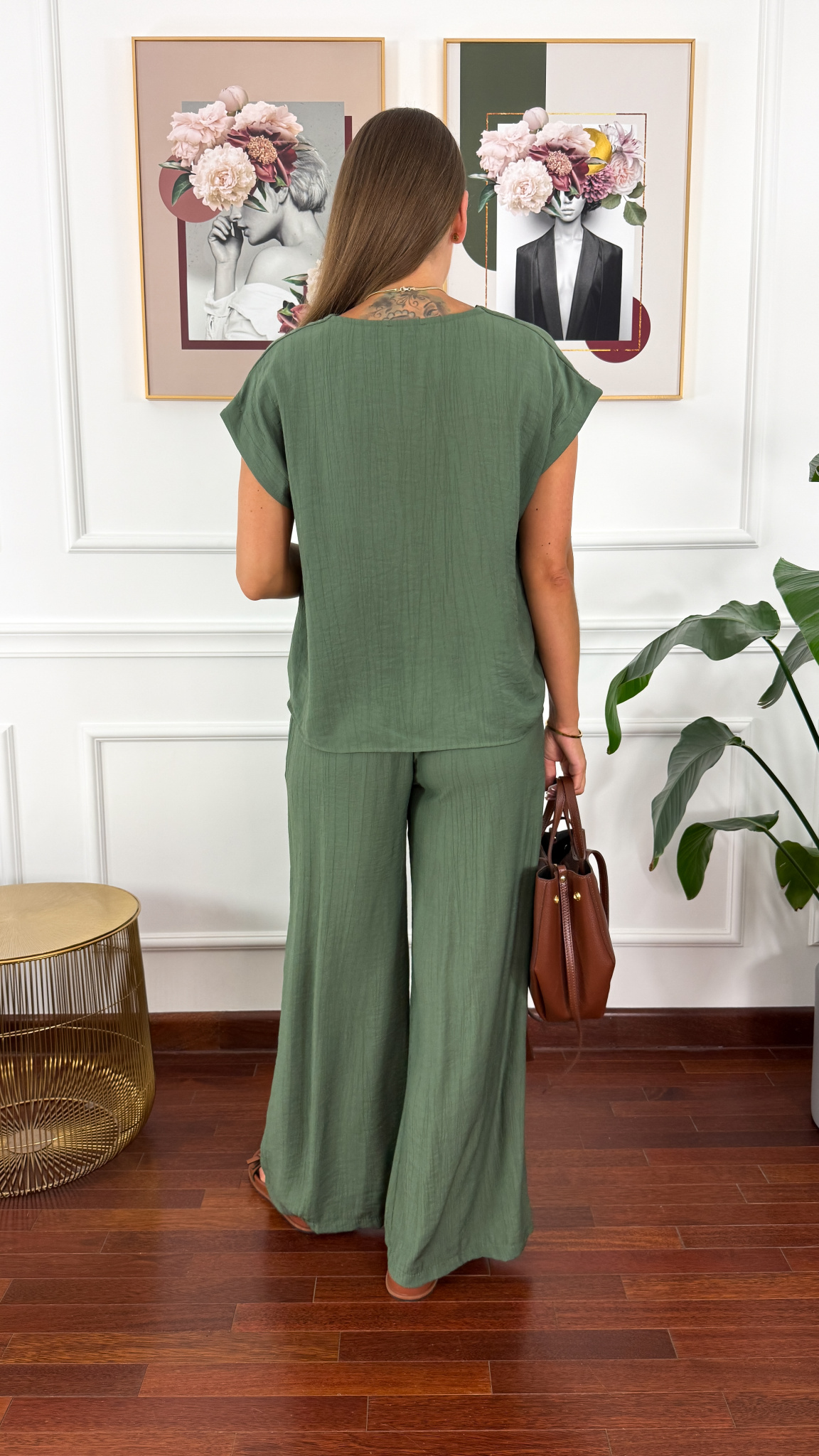 Wiskozowy komplet Nadia khaki