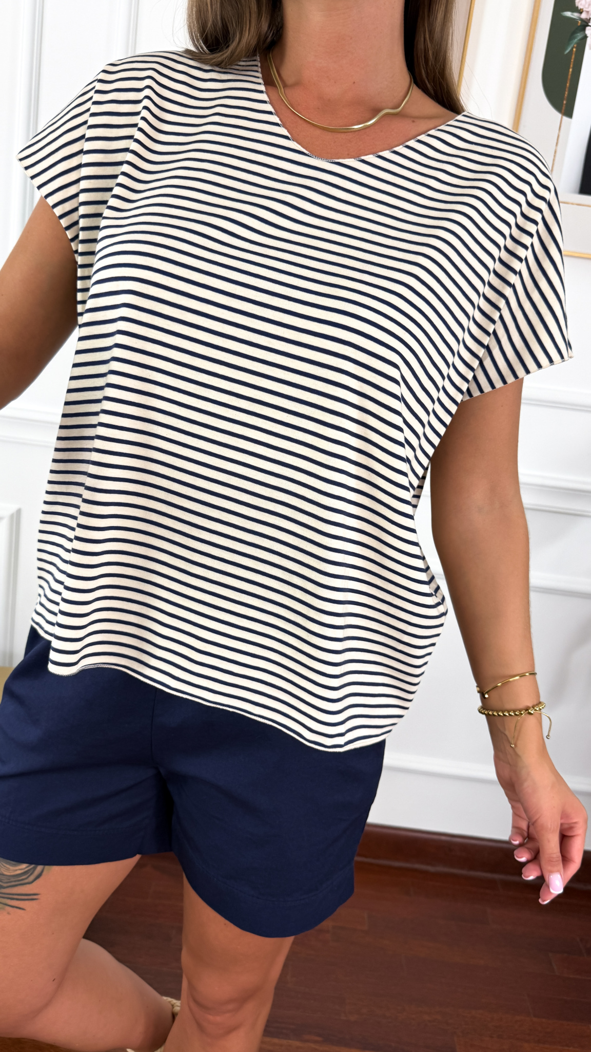 Bawełniany T-shirt Melia granatowy
