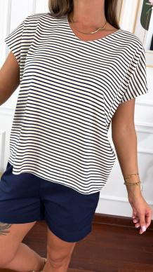 Bawełniany T-shirt Melia granatowy