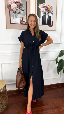 Wiskozowa sukienka maxi Dalma granatowa