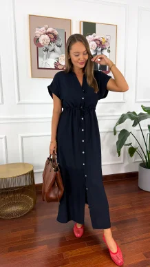 Wiskozowa sukienka maxi Dalma granatowa