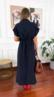 Wiskozowa sukienka maxi Dalma granatowa