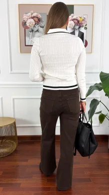 Materiałowe spodnie Fiera brązowe