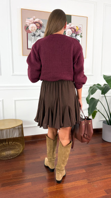 Sweter Selma w kwiaty burgundowy
