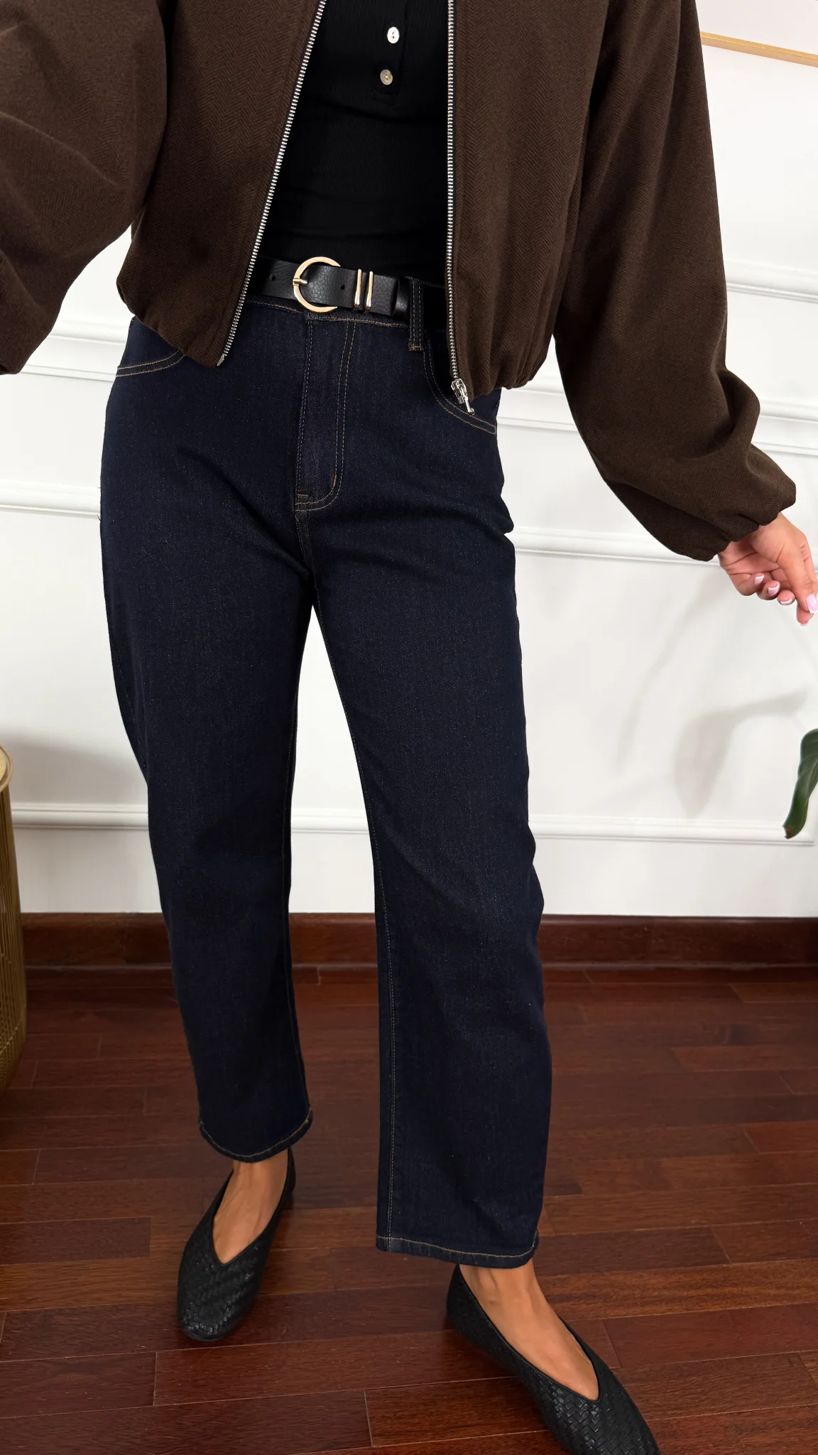 Spodnie mom fit Orena ciemny denim