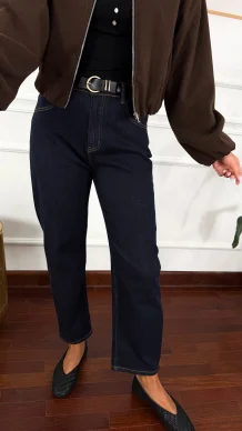 Spodnie mom fit Orena ciemny denim