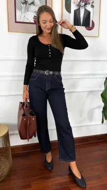 Spodnie mom fit Orena ciemny denim