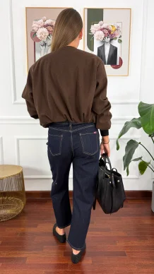 Spodnie mom fit Orena ciemny denim