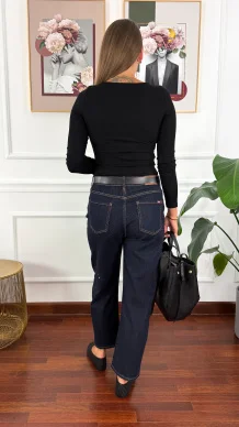 Spodnie mom fit Orena ciemny denim