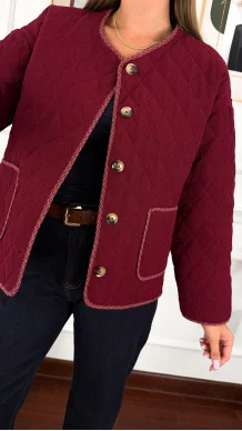 Pikowana kurtka Kessa bordowa