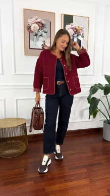 Pikowana kurtka Kessa bordowa