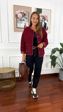 Pikowana kurtka Kessa bordowa